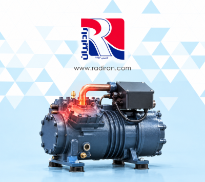 کمپرسور صنعتی با لوله دهش داغ؛ بیش گرم شدن کمپرسور در سیستم تبرید ndustrial refrigeration compressor with a hot discharge pipe, illustrating compressor overheating.